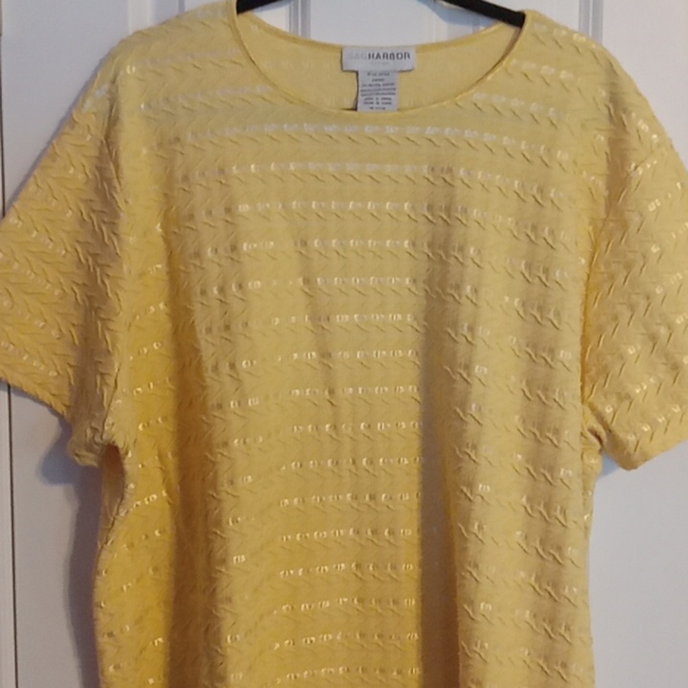 Alfred Dunner Light Yellow Textured Blouse